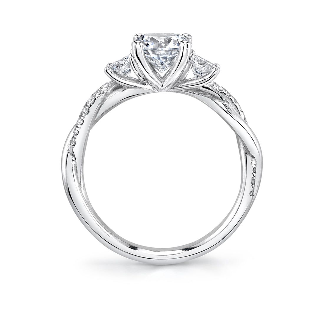 Oval Cut Three Stone Spiral Engagement Ring - Evangeline