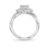 Oval Cut Three Stone Spiral Engagement Ring - Evangeline