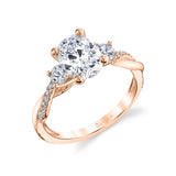 Oval Cut Three Stone Spiral Engagement Ring - Evangeline