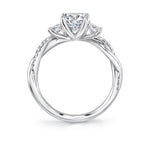 Round Cut Three Stone Spiral Engagement Ring - Evangeline