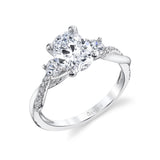 Oval Cut Three Stone Spiral Engagement Ring - Evangeline
