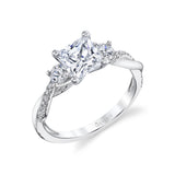 Princess Cut Three Stone Spiral Engagement Ring - Evangeline