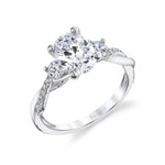 Oval Cut Three Stone Spiral Engagement Ring - Evangeline