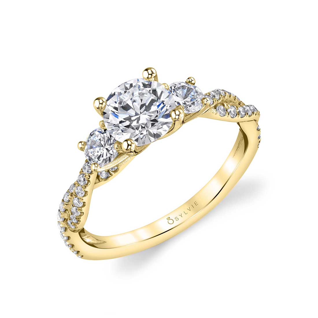 3 Stone Spiral Engagement Ring - Gina