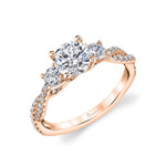 3 Stone Spiral Engagement Ring - Gina