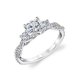 3 Stone Spiral Engagement Ring - Gina