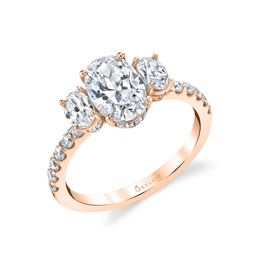 Three Stone Oval Engagement Ring - Tasya