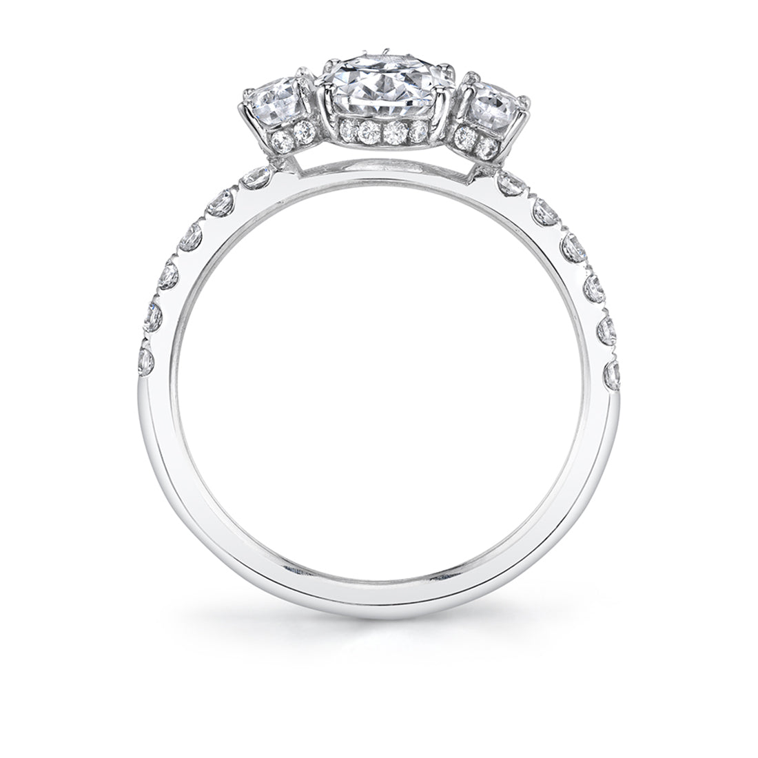 Three Stone Oval Engagement Ring - Tasya