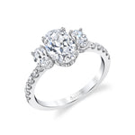 Three Stone Oval Engagement Ring - Tasya