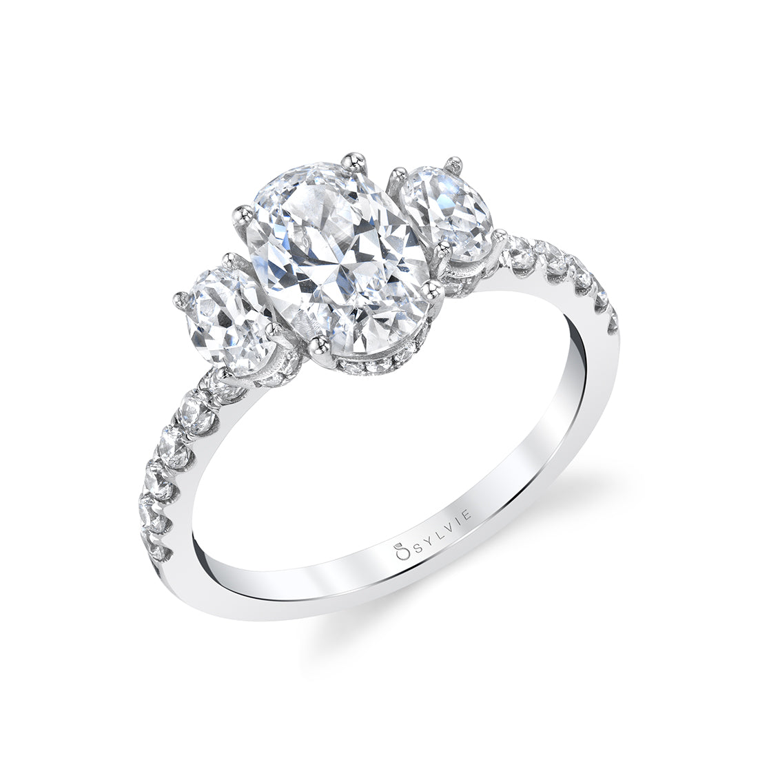 Three Stone Oval Engagement Ring - Tasya