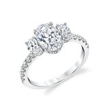 Three Stone Oval Engagement Ring - Tasya