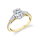 Oval Engagement Ring with Pear Side Stones - Vanna