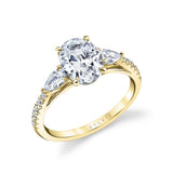 Oval Engagement Ring with Pear Side Stones - Vanna