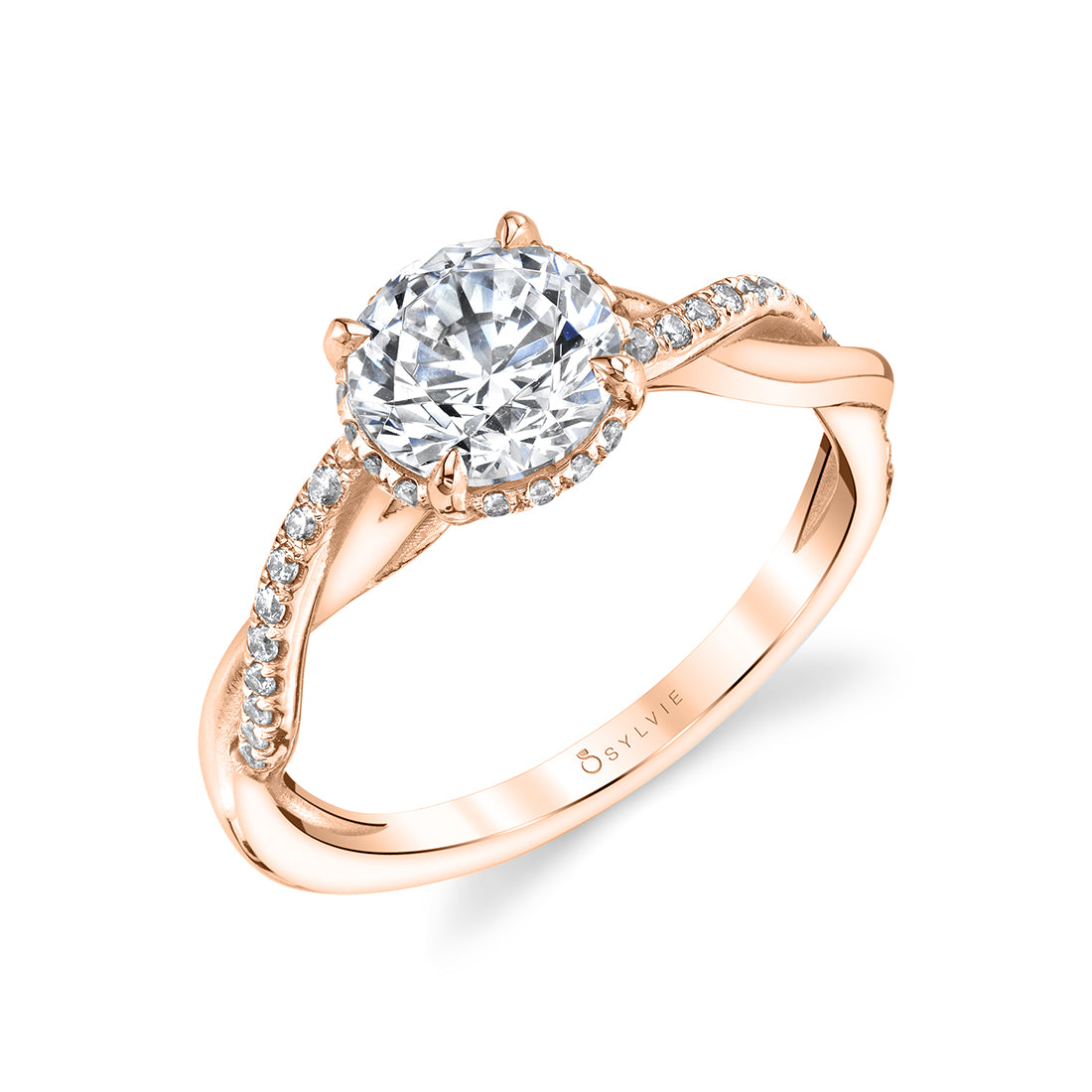 Spiral Engagement Ring with Halo - Zia