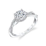 Spiral Engagement Ring with Halo - Zia