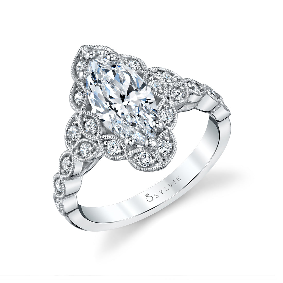 Vintage Inspired Flower Engagement Ring - Jori