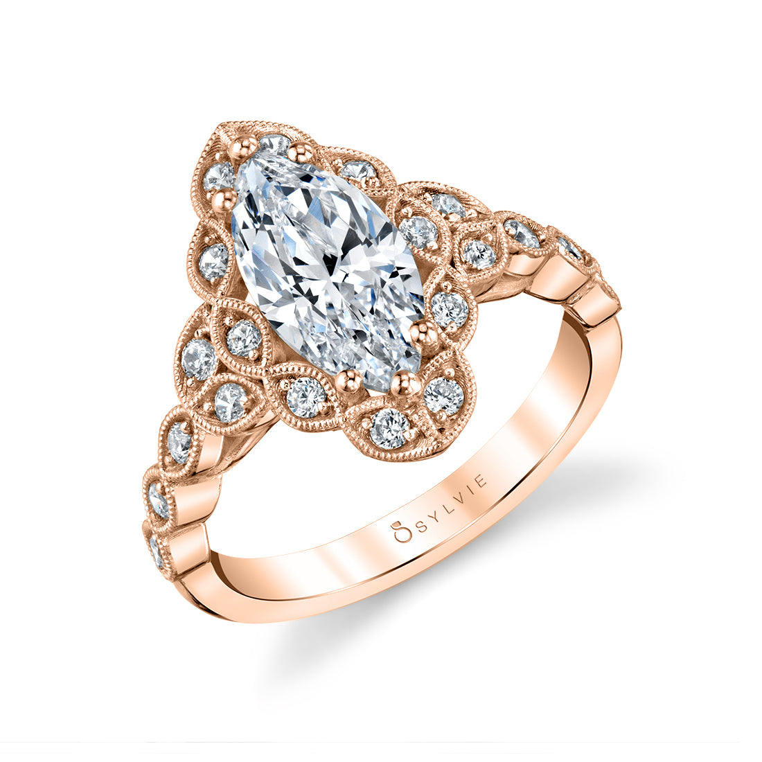 Vintage Inspired Flower Engagement Ring - Jori