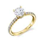 Round Cut Classic Hidden Halo Collar Engagement Ring - Nova