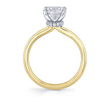 Round Cut Solitaire Hidden Halo Collar Engagement Ring - Nova