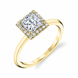 Princess Cut Solitaire Halo Engagement Ring - Elsie