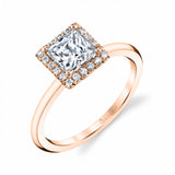 Princess Cut Solitaire Halo Engagement Ring - Elsie