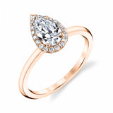 Pear Shaped Solitaire Halo Engagement Ring - Elsie