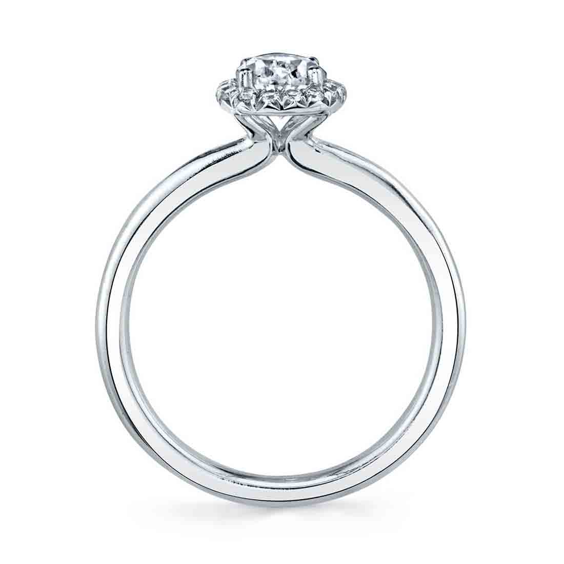 Pear Shaped Solitaire Halo Engagement Ring - Elsie