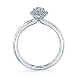 Pear Shaped Solitaire Halo Engagement Ring - Elsie
