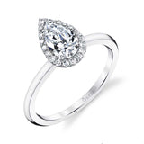 Pear Shaped Solitaire Halo Engagement Ring - Elsie