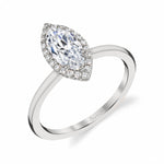 Marquise Cut Solitaire Halo Engagement Ring - Elsie