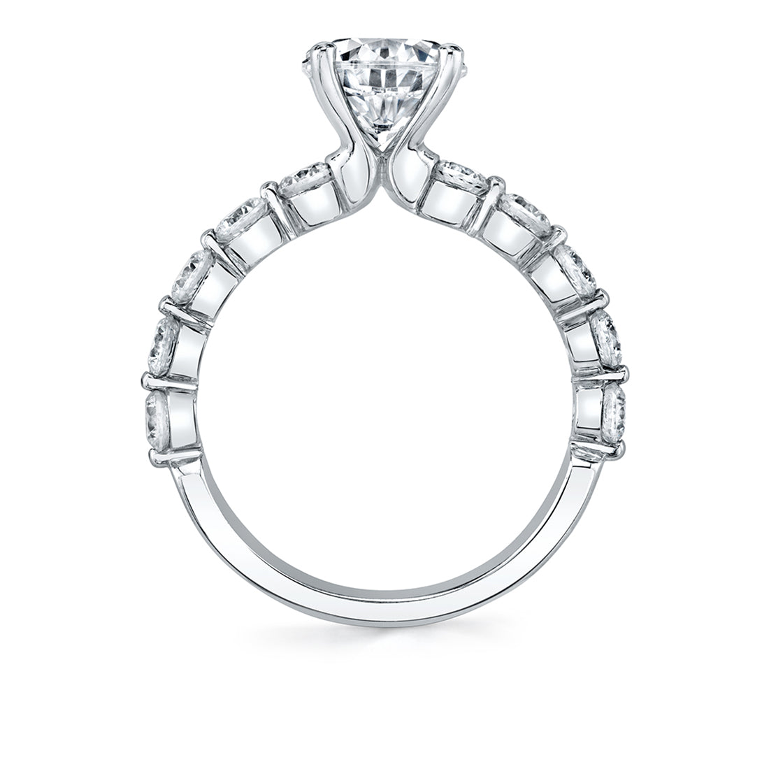 Round Engagement Ring with Wide Single Prong Band .90 Carats - Karol