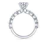 Round Engagement Ring with Wide Single Prong Band .90 Carats - Karol