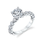 Round Engagement Ring with Wide Single Prong Band .90 Carats - Karol