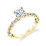Round Cut Alternating Engagement Ring - Felicity