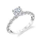 Round Cut Alternating Engagement Ring - Felicity