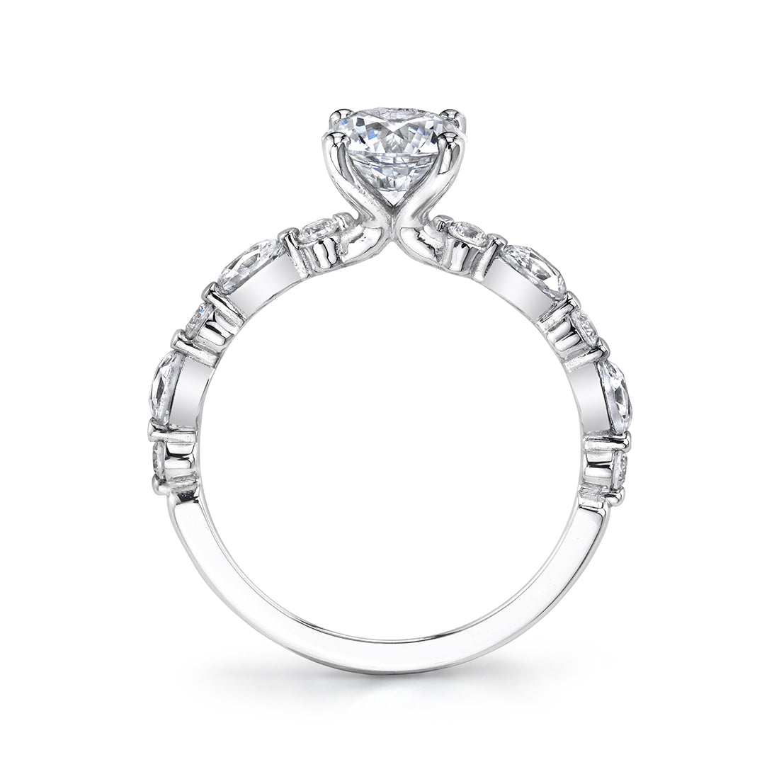 Pear Shaped Alternating Engagement Ring - Felicity