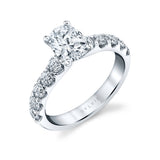Oval Cut Wide Diamond Setting Classic Engagement Ring - Aloria