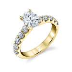 Oval Cut Wide Diamond Setting Classic Engagement Ring - Aloria