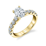 Oval Cut Wide Diamond Setting Classic Engagement Ring - Aloria