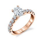 Oval Cut Wide Diamond Setting Classic Engagement Ring - Aloria