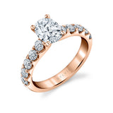 Oval Cut Wide Diamond Setting Classic Engagement Ring - Aloria