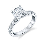 Cushion Cut Wide Diamond Setting Classic Engagement Ring - Aloria