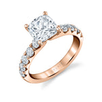 Cushion Cut Wide Diamond Setting Classic Engagement Ring - Aloria