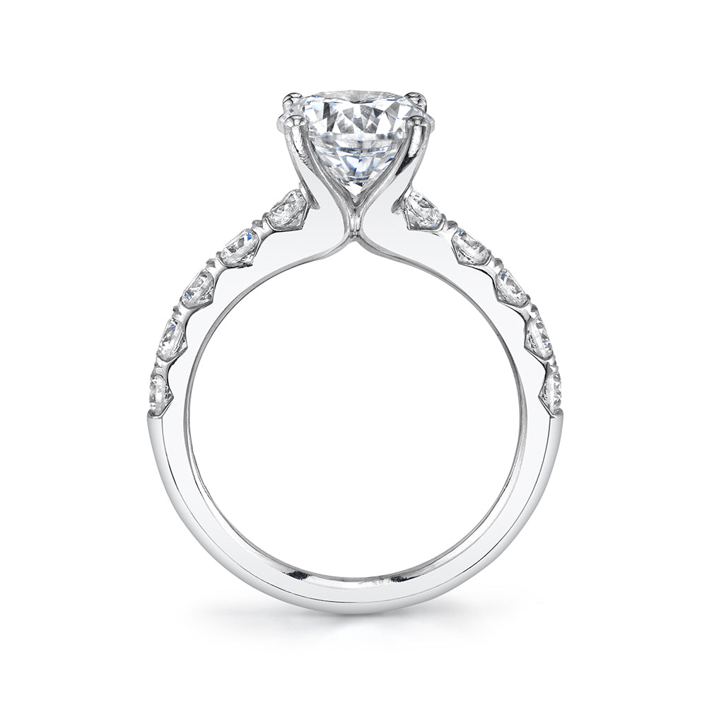 Cushion Cut Wide Diamond Setting Classic Engagement Ring - Aloria