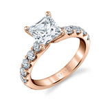 Princess Cut Wide Diamond Setting Classic Engagement Ring - Aloria