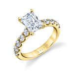 Radiant Cut Wide Diamond Setting Classic Engagement Ring - Aloria
