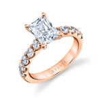 Radiant Cut Wide Diamond Setting Classic Engagement Ring - Aloria