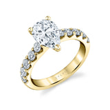 Pear Cut Wide Diamond Setting Classic Engagement Ring - Aloria