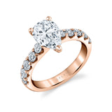 Pear Cut Wide Diamond Setting Classic Engagement Ring - Aloria