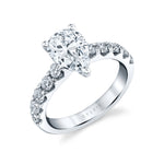 Pear Cut Wide Diamond Setting Classic Engagement Ring - Aloria